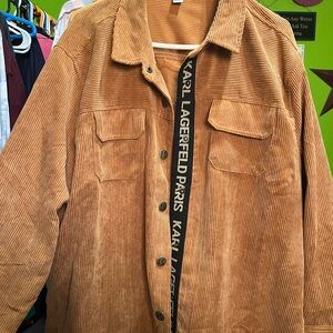 Karl Lagerfeld Men's Brown Corduroy Shirt Jacket